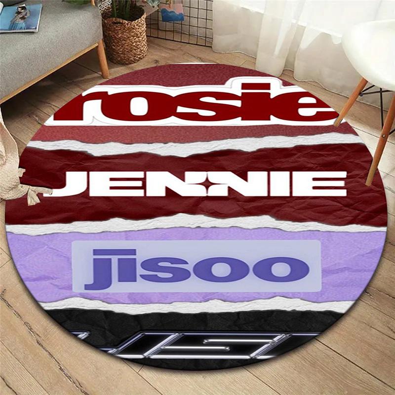 Blackpink runder Teppich, Teppich für Wohnzimmer, Schlafzimmer, Sofa, Spielzimmer-Dekor, rutschfeste Fußmatte