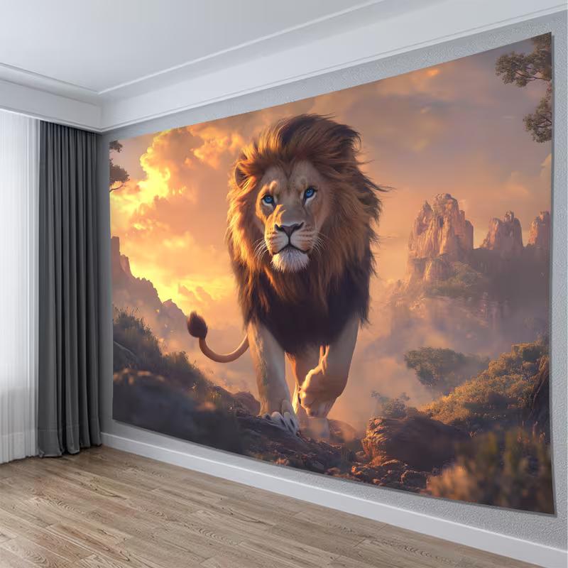 2D Savanna King Lion Backdrop Photography Background Banner