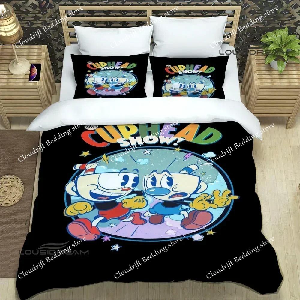 Ensembles de literie imprimés dessin animé Cuphead Lits exquis Ensemble housse de couette Couette Housse de couette en polyester mode de luxe