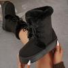 Women'S Mid-Calf Snow Boots with Thick TPR Sole - Brown Faux Fur Lined, Lace-Up Winter Boots for Cold Weather, Round Toe Design, Durable & Comfortable