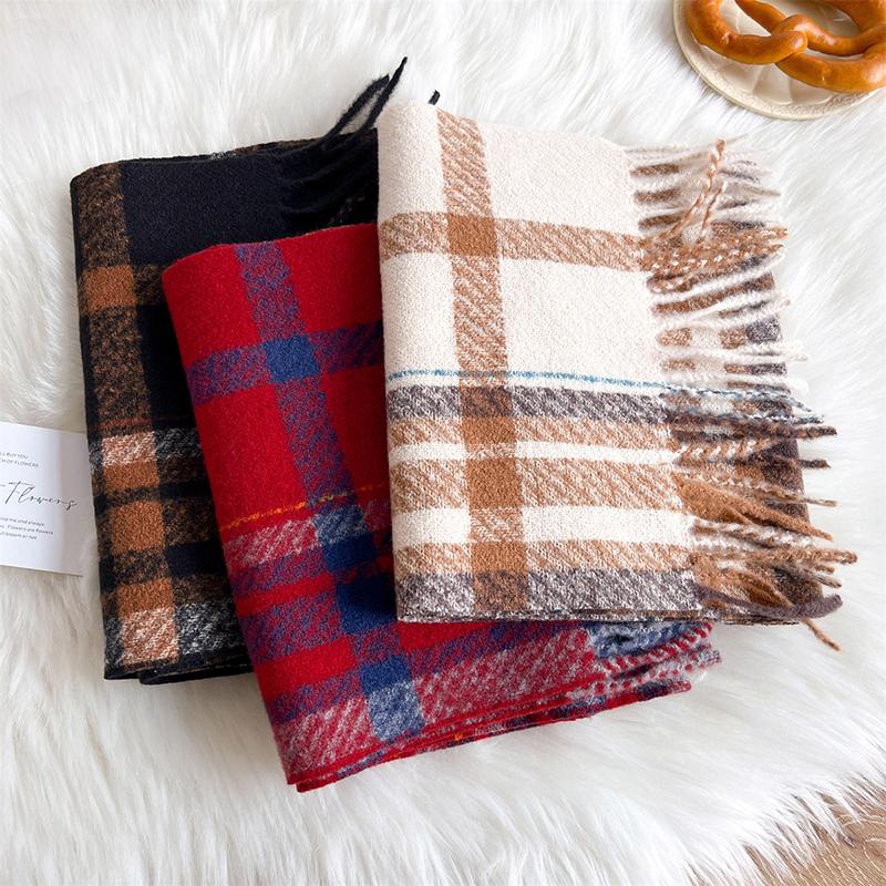 Autumn Luxury Women England Style Scarves Men Thicken Warm Scarf Lady Classic Plaid Tassel Shawls Cashmere Imitation Poncho Stol