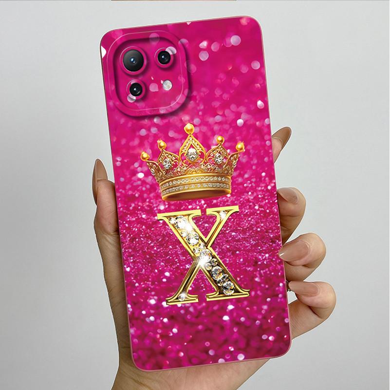 For Xiaomi Mi 11 Lite / 11 Lite 5G / 11 Lite 5G NE Crown Initial Letter Couple Phone Case Soft Silicone TPU Protective Casing