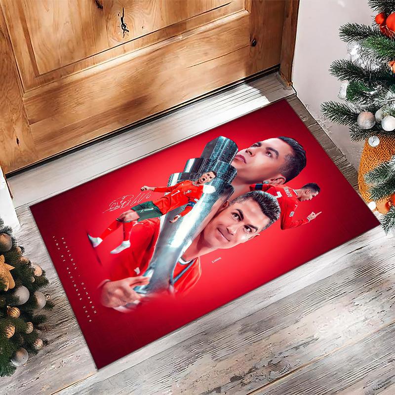 Cristiano Ronaldo Printed Flannel Area Rug Non Slip Soft Polyester Floor Carpet Indoor Decor Mat for Bedroom Living Room Sofa