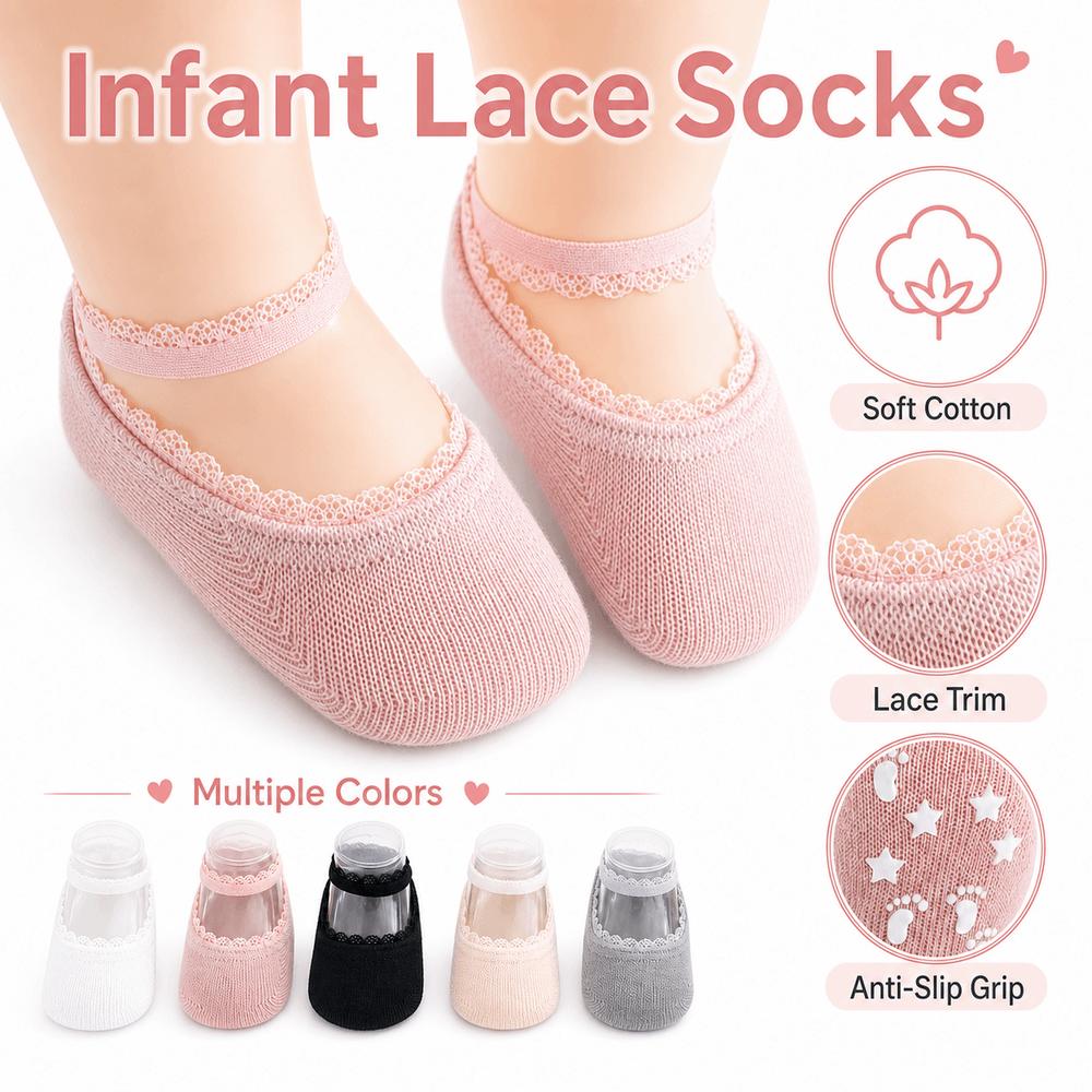 Soft Cotton Infant Lace Socks Solid Color Baby Socks New Newborn Socks  Summer Baby Wear