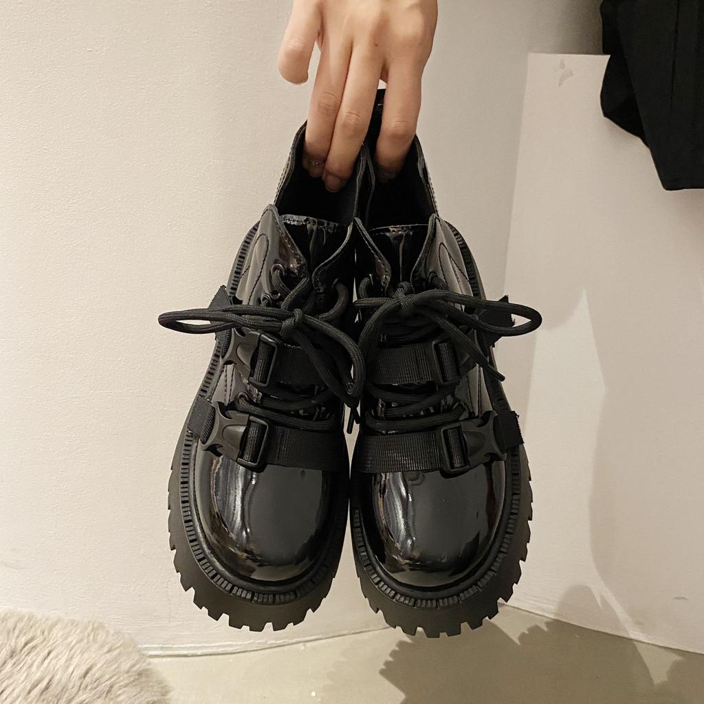Fashion Deep Street super hot thick-soled black boots 2024 new women spring and autumn single boots high-grade n style explosive boots