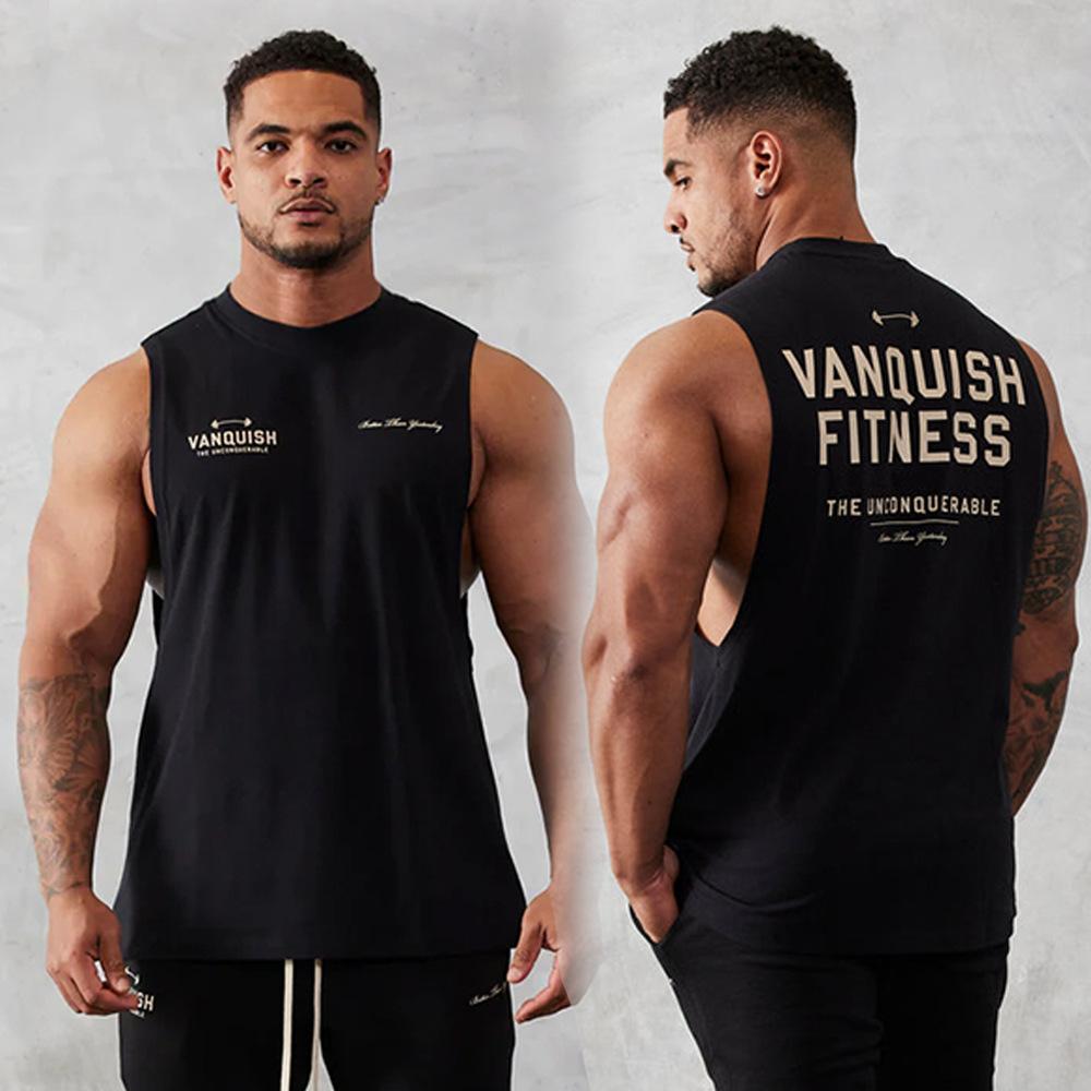 Men's Summer Casual Printed Vest Fitness Tank Top Outdoor Running Sports Sleeveless Shirt