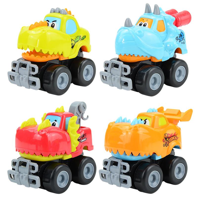 Cartoon Dinosaur Animal Inertia Car, Baby Fun Pull Back Project Fleet, Children'S Toy Car Combination