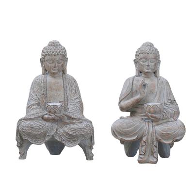 Huis Boeddha Beeld voor Huis Buiten Decoraties Zonne-energie Flikkerende LED Tuinlamp Meditaties Spirituele Kamer Decoraties