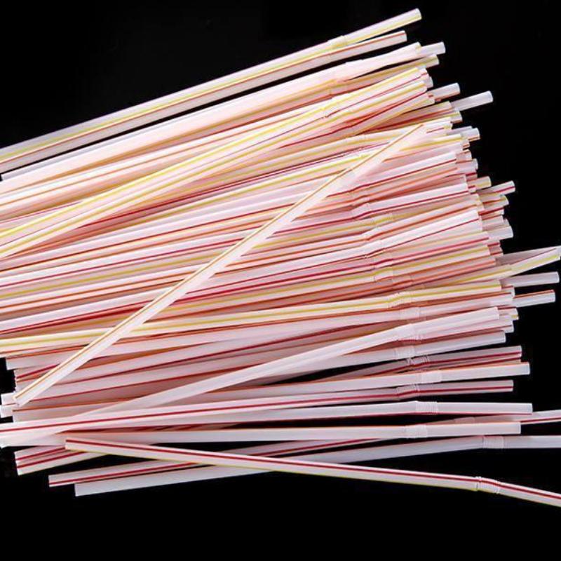 500Pcs Disposable Straws Individually Wrapped Single Stick Plastic Bubble Milk Tea Juice Coarse Bend Party Rainbow Straw
