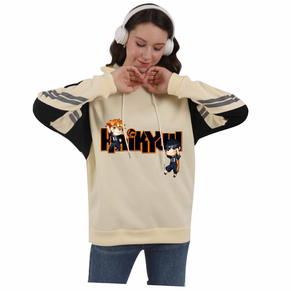 2024 Haikyuu Series Reflective Color Block Hoodie