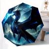 1pc Blue Dragon Fantasy Artwork Pattern Beautiful Looking Automatic Folding Umbrella, 3 Folding, 8 Iron Frame Design, Durable and Suitable for Tr