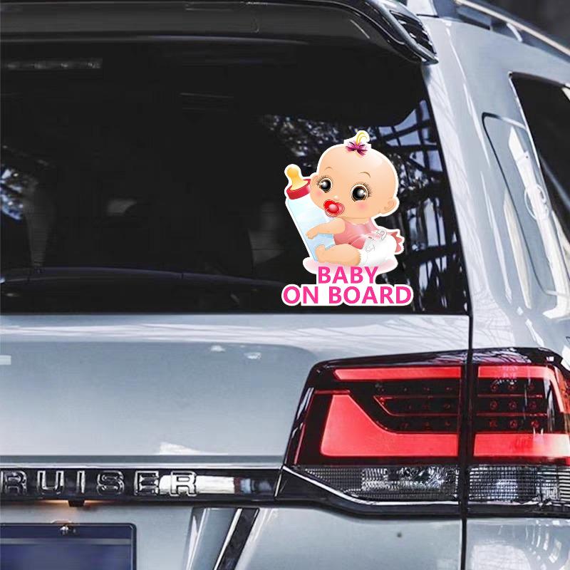 Autoaufkleber Baby an Bord Auto-Sicherheitsaufkleber Set Cartoon Baby & Prinzessin Design Aufkleber für Fahrzeug Außen- und Innendekoration