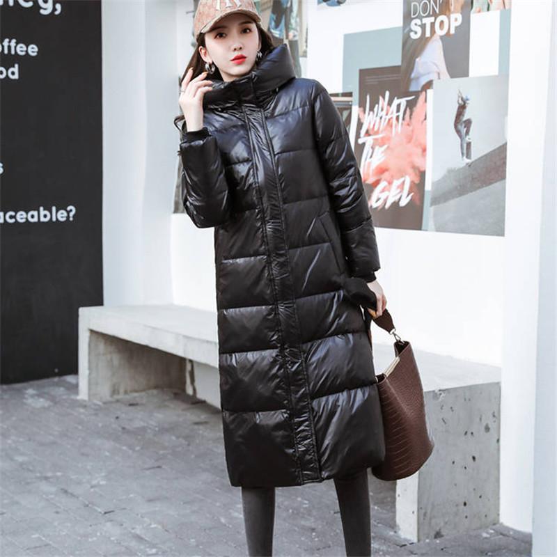Winterdons katoenen jassen Dameskleding Lange parka's Slanke capuchon Warme winterjassen Vrouwelijke zwarte overjassen