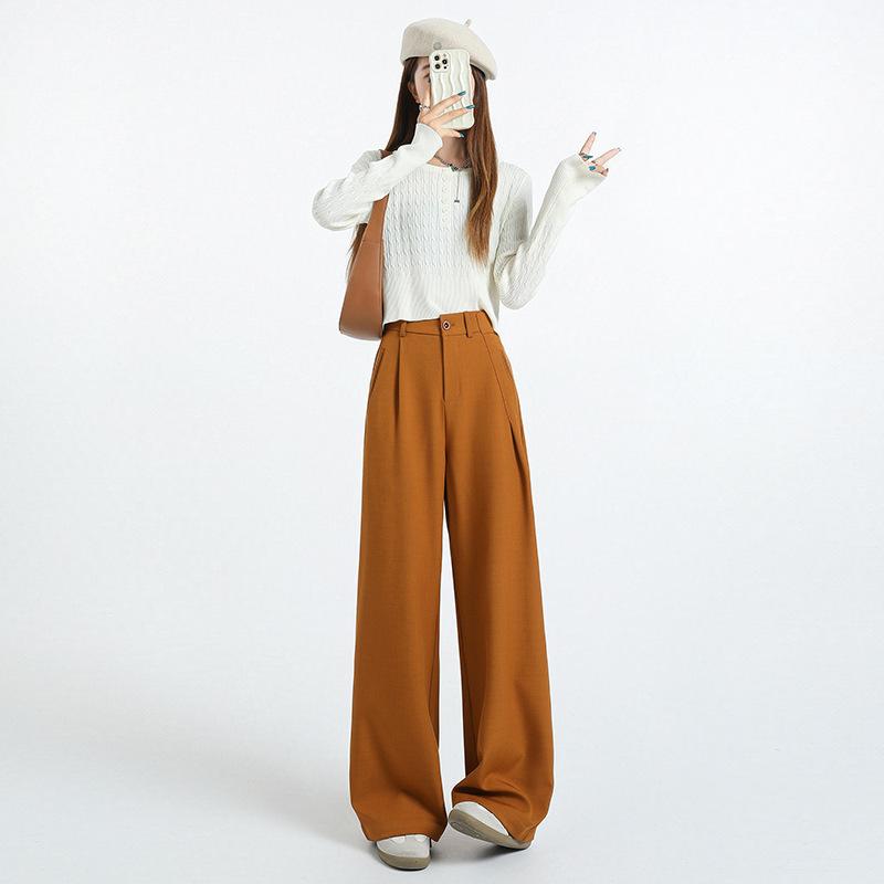 Women's Casual Trousers for Autumn, Straight-leg Narrow Version. Women's Wide-leg Trousers for Autumn.