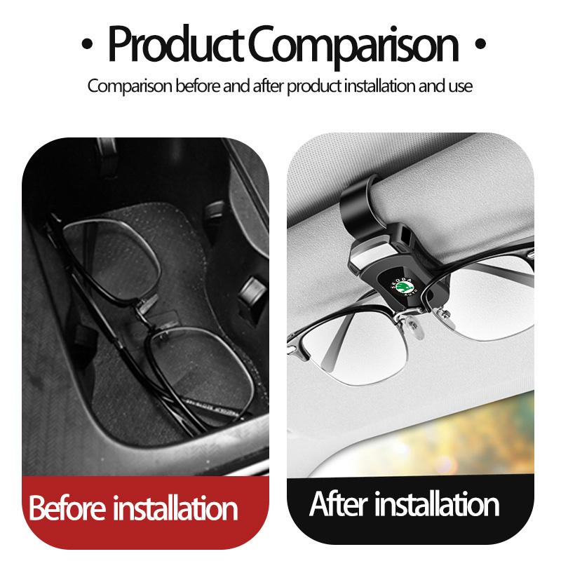 Car Sun Visor Glasses Clip Sunglasses Clamp Card Ticket Holder For Skoda Octavia Superb RAPID FABIA KAMIQ KAROQ KODIAQ YETI