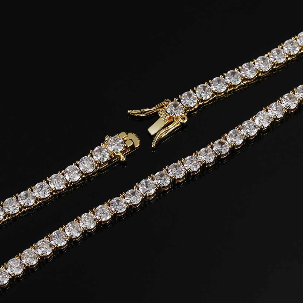 Men's High-End 4mm 5mm Zircon Tennis Necklace - Luxurious Diamond-Accented Jewelry Accessory