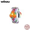 WOSTU Daisy Flower Series Charms 925 Silver Spacer Beads Dangle Charms Fit Bracelets DIY Jewelry