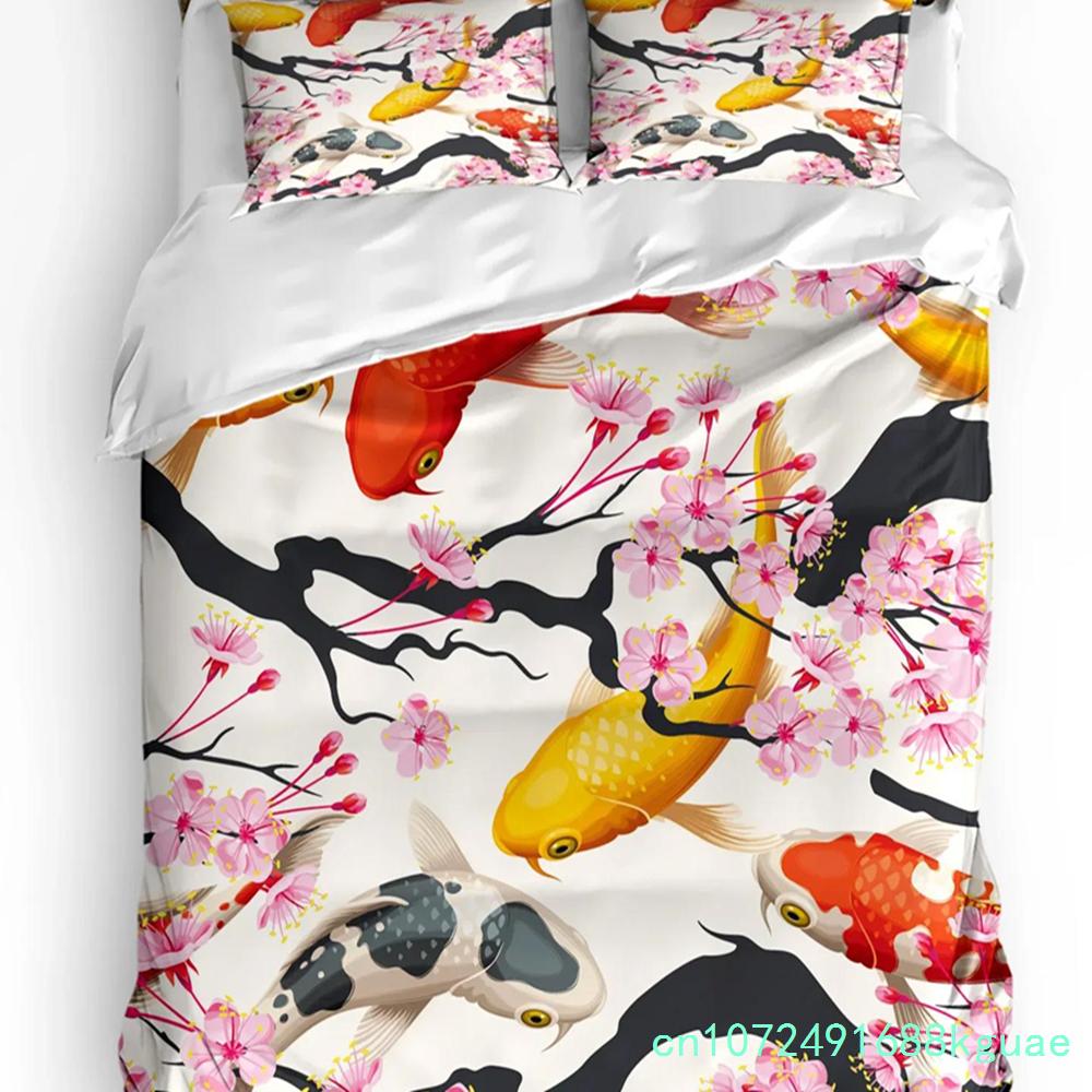 Japanese Style Cherry Blossoms Pink Bedding Set 3pcs Duvet Cover Pillowcase Kids Adult Quilt Cover Double Bed Set Home Textile