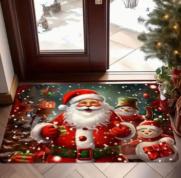 Covoraș de Ușă cu Model Gnom de Crăciun Covor Moale Sufragerie Bucătărie Dormitor Baie Cameră de Spălat Casă de Crăciun Decor de Crăciun