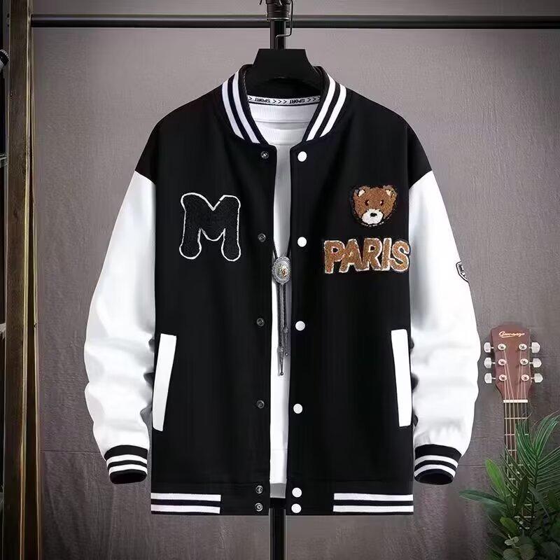 Spring Men's Embroidered Hip-Hop Baseball Jacket - Trendy, Loose-Fit Streetwear