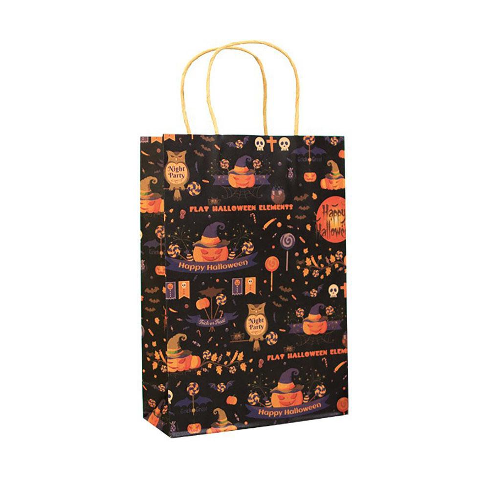 Kraft Paper Halloween Tote Bag Pumpkin Ghost Castle Retro Bag Candy Snack Packaging Gift Bag