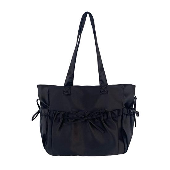 Dames Rimpelige Schoudertas Glanzende Tote Bag met Strikken Grote Capaciteit Handtas Portemonnee voor Dagelijkse Uitjes Straatvervoer Feestjes Date