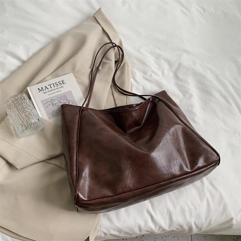Women's Faux Leather Tote Bag Large Capacity Zipper Shoulder Handbag Casual Commuter Purse Solid Color Office Work Bag
