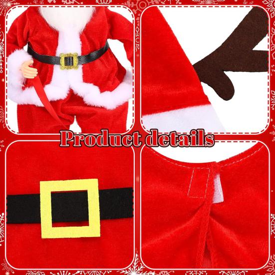 Christmas Mrs Claus Goose Outfits for 23 Inch Cement or Plastic Porch Goose Holiday Goose Red Velvet Dress with Hat for Outdoor Yard Lawn Decor