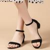 Fashion Brand Design Women's Sandals 2024 New Fashion Round Toe Square Heel Sandals Black Simple Large Size Women Shoes Sandalias Mujer