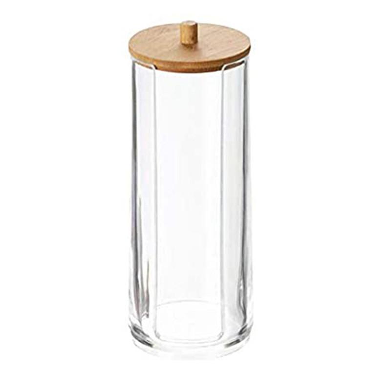 Makeup Cotton Pads Swab Storage Bin Case Cosmetics Organizer Box with Bamboo Cover for Women Makeup Holder Supplies