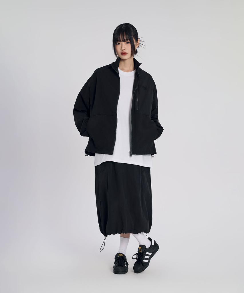 Slow Record House Nylon Cargo Long Skirt_Black