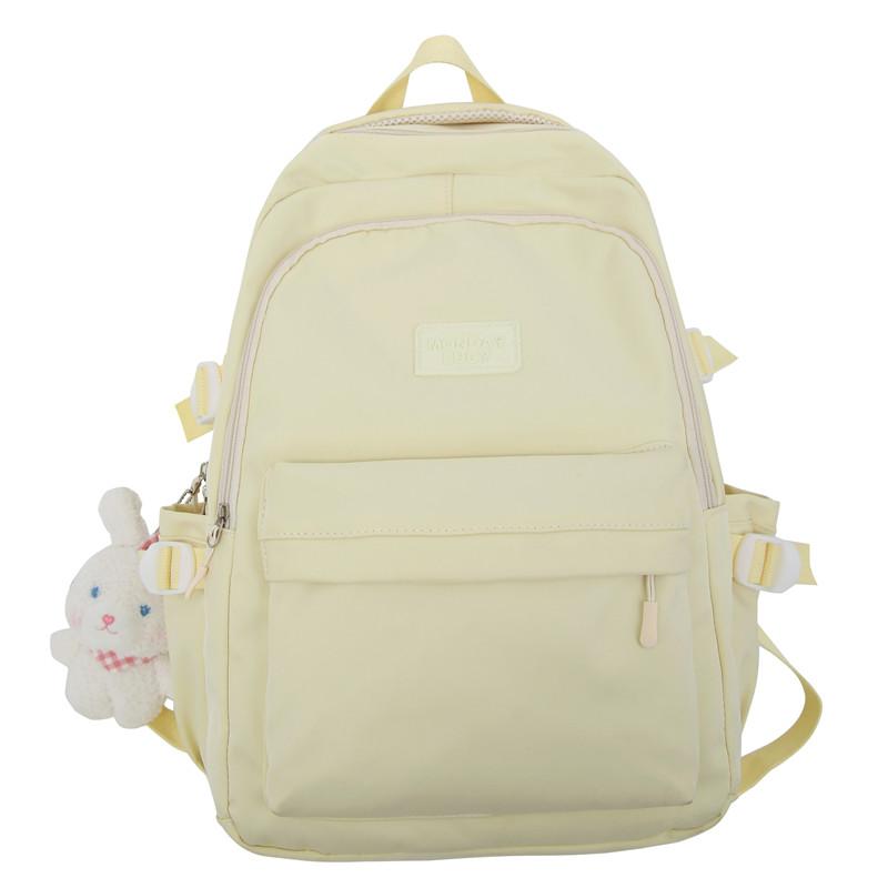 Trendy Women Nylon Laptop Backpack for College Ladies White Leisure Travel School Bag Cute Female Student Book Bag