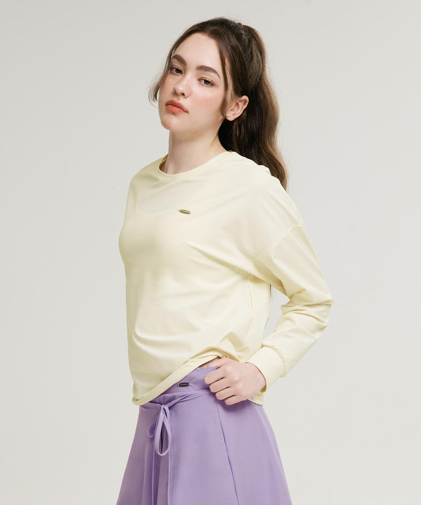 Leijibi Air Pastel String Loose Fit Women'S Long Sleeve Rash Guard Coconut Milk