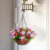 Flower Arrangement In Hanging Basket with Chain for Garden Decor