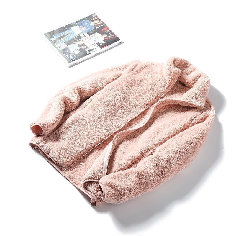Women's Double-Sided Coral Fleece Hoodie Coat - Thick Warm Jacket for Autumn/Winter