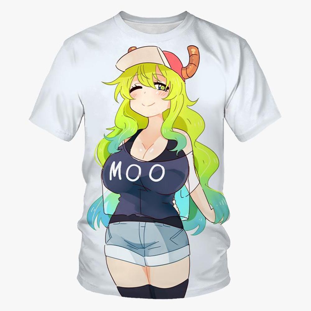 Anime Dragon Maid Kanna Kamui 3D Print T-shirt Unisex Casual Harajuku Short Sleeves T-shirt Japanese Manga Kids Top 100-6XL
