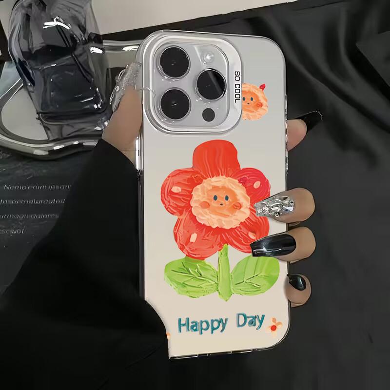 Cute Smile Sunflower Electroplate IMD Phone Case For  Mi 14 13 12 12T 13T Pro 11 Lite Poco F5 X5 X6 M6 Pro Back Cover