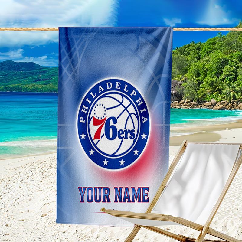 Custom Name Beach Towel Philadelphia Basketball Team Beach Towel, Soft Microfiber, Gift for Her/Him, Birthday, for Pool, Beach, Travel, Fan Gifts