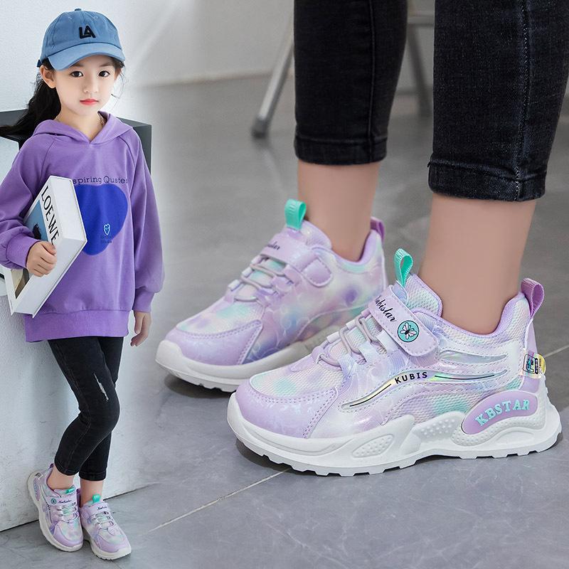 Nuove Scarpe da Ginnastica Casual Traspiranti per Bambini Ragazze Fondo Morbido Superficie in Pelle Scarpe da Corsa Leggere