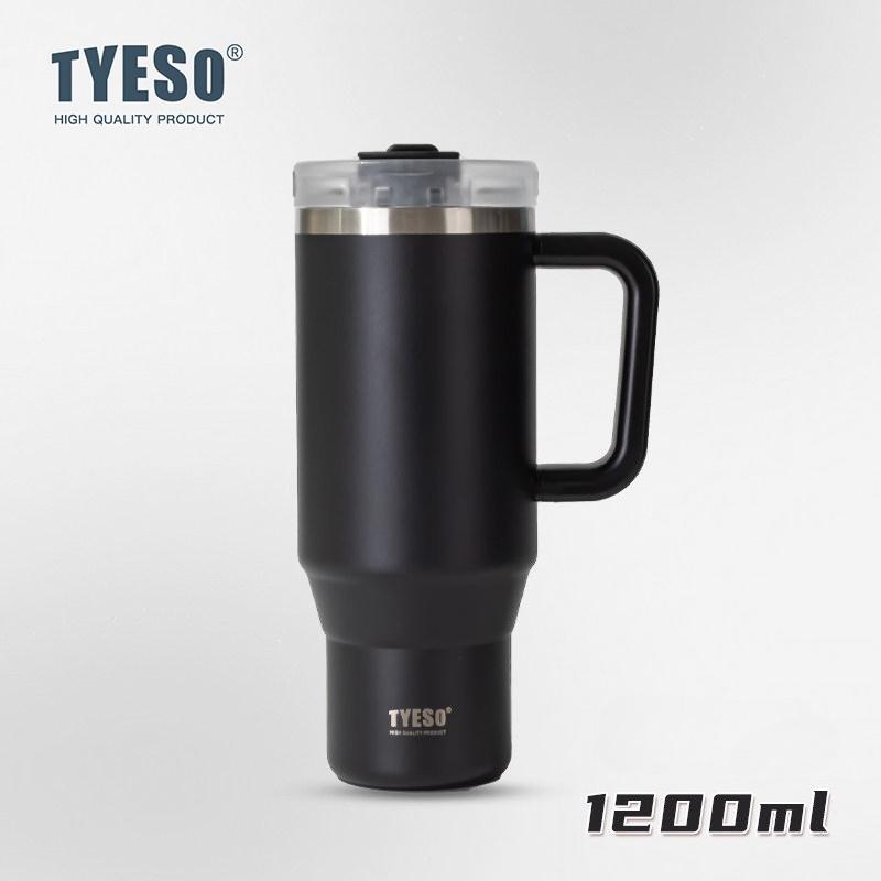 1200ml Tyeso Vacuum With Handle Bottle Stainless Steel Car Mug Straw Thermal Iced Travel Cup Tumbler Hot Cold Water Cup