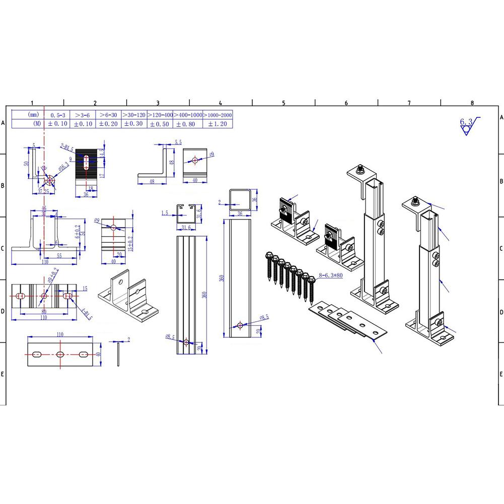 Solar Panel Racking PV Mounts Solar Mounting Bracket Solar Power Supplies 15-30 Degrees Adjustable Base Set Bracket