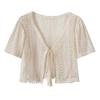 Damen Häkel-Bolero Pullover Binde-Vorderseite Gestrickte Boleros Shrugs für Kleider Kurzarm Cropped Cardigan Strandabdeckung Geschenke Einheitsgröße