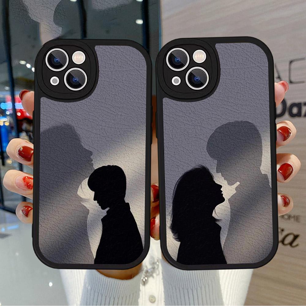Couple Lovers Girl Boy Leather Phone Case For iPhone 17 16 15 14 13 12 11 Pro Max Mini Plus Cover