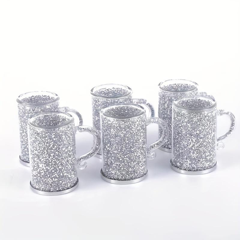 6pcs Dazzling Diamond Glass Mug Set - High Borosilicate Heat-Resistant for Coffee Tea & Beverages - Perfect for Cafes Restaurants & Home