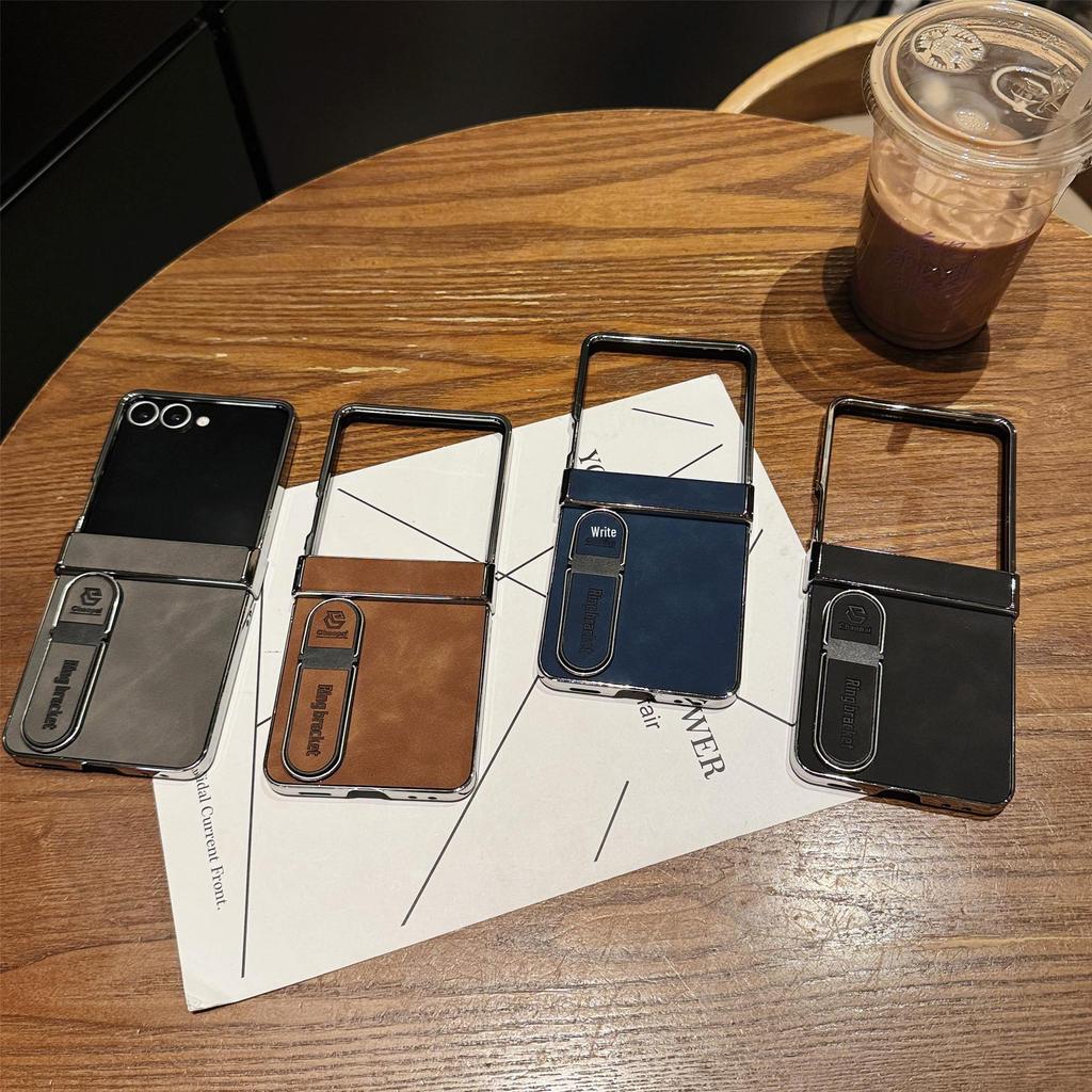 Samsung Z Fold7 Leather Ring Holder Case with Heat Dissipation - Compatible with Flip6/7