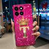 Cool Lucky A-Z Letter Phone Case For ZTE Blade A35/A55 Soft Silicone Black Case Shockproof Luxurious Glitter Crown Shell