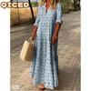 Women's Fashion Summer Spring 4/3 Sleeve V-Neck Casual Dresses