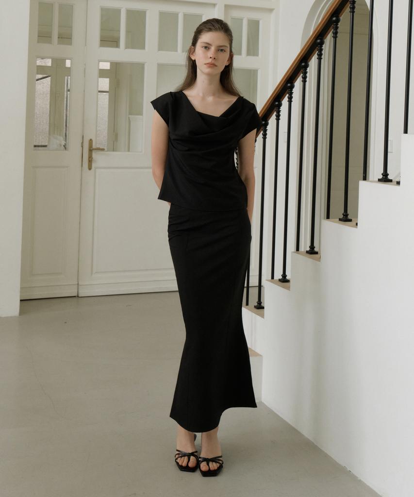 Riorg Gir Bell Flared Maxi Skirt Black