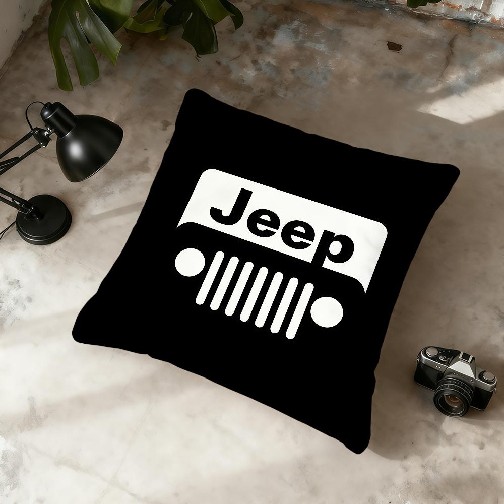 Funda de cojín para coche J-Jeep-ES Logo Fresco Oficina en casa Conveniente Simplicidad Nórdica Popular con Cremallera Funda de cojín