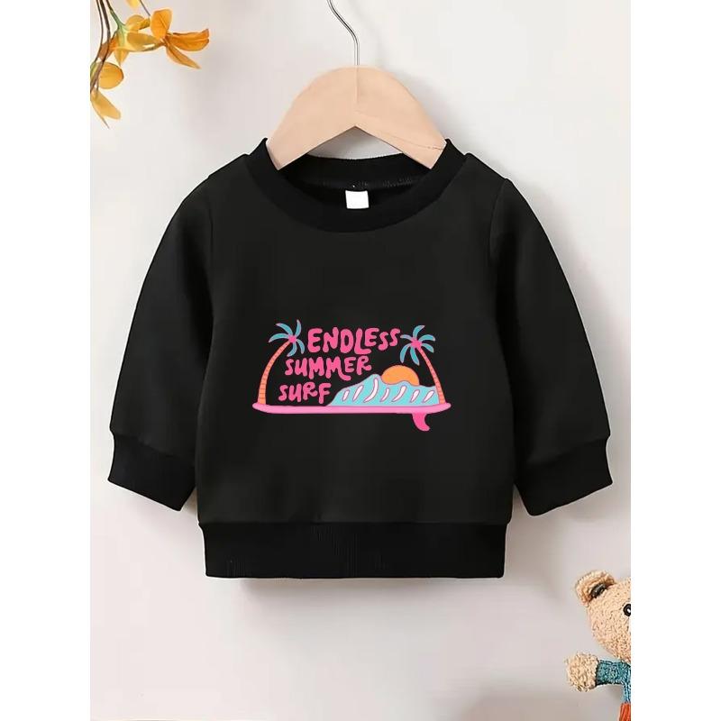 European Sizes Cute Printed Pattern 0-3 Years Old Kids' Comfortable Children's Spring Lightweight Round Neck Sweatshirt, Suitable for Outdoor Wear